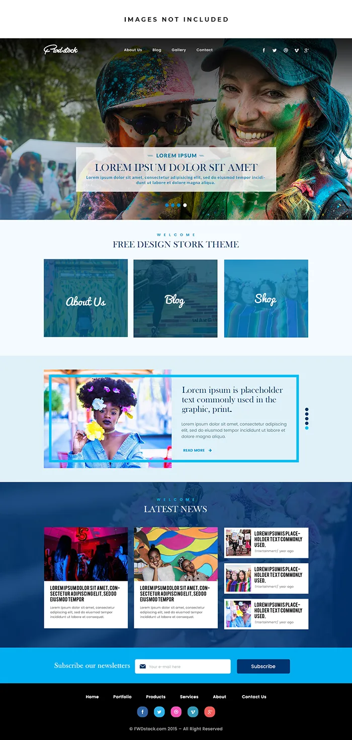 Colorful Blog Website - Free Template Vector Download