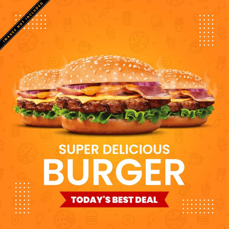 Super Delicious Burger Post Design Free Download - Free Template Vector Download