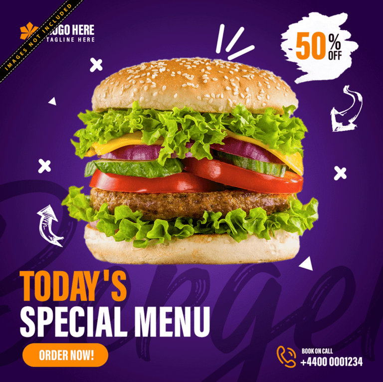 Download Now: Our Free Food Post Design is a Culinary Delight - Free Template Vector Download