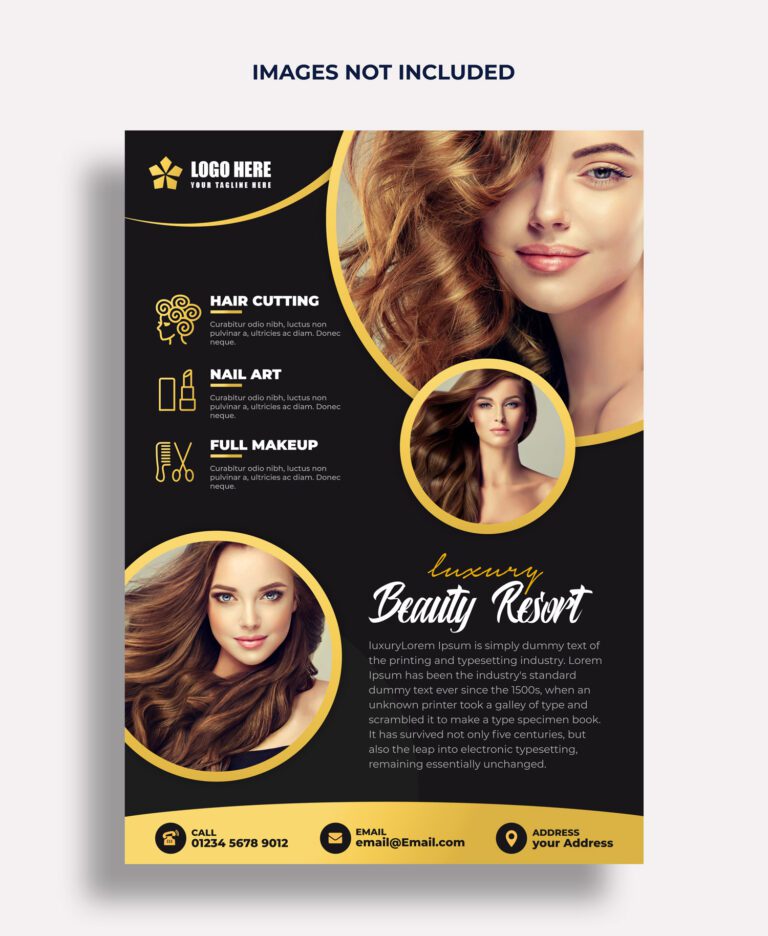 Luxury Beauty Salon Flyer Design – Haircut, Nail Art & Makeup Services - Free Template Vector Download
