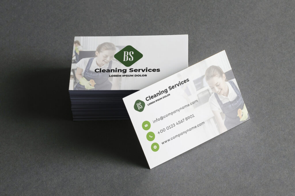 Cleaning service business card design examples