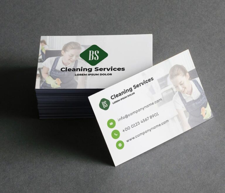 Cleaning Services Business Cards | Custom & Editable PSD - Free Template Vector Download