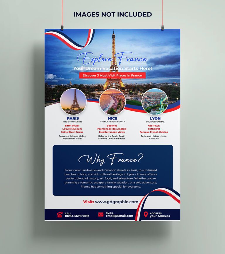 Free Download Travel Flyers Paris, France, and Belle Vacance Themes - Free Template Vector Download