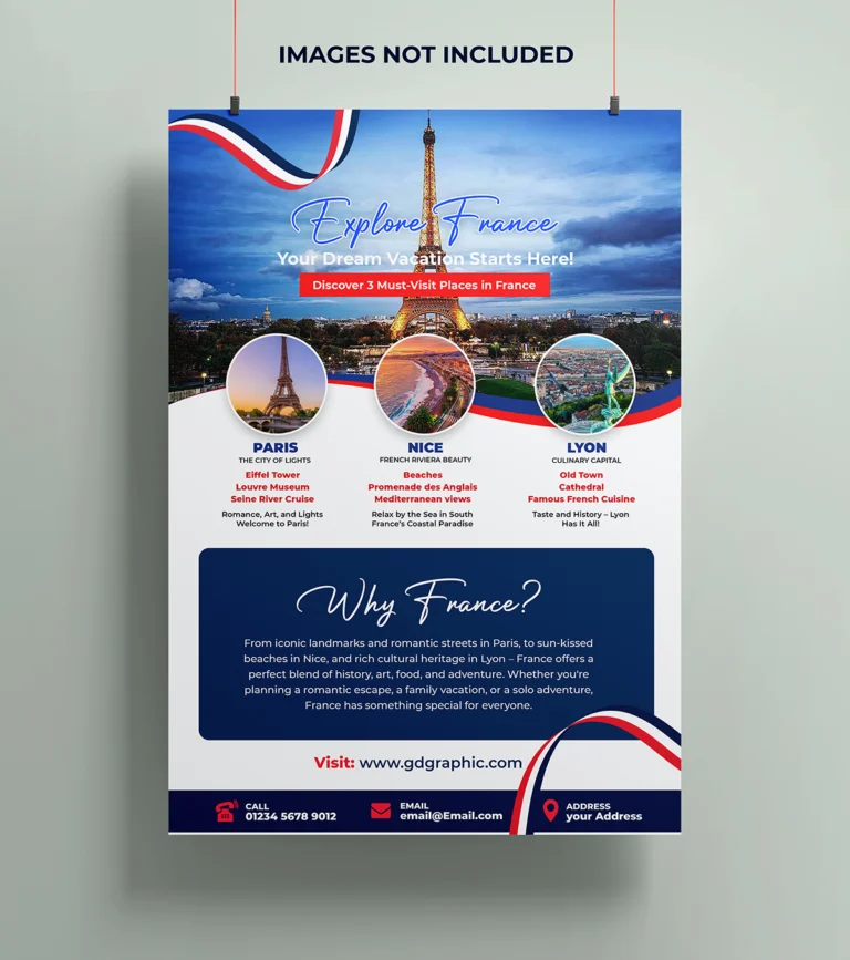Free Download Travel Flyers Paris, France, and Belle Vacance Themes - Free Template Vector Download