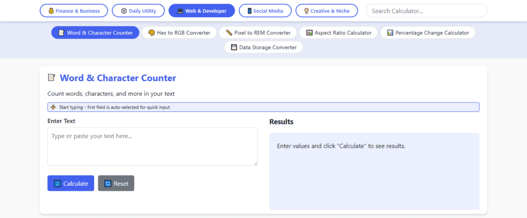 Web & Developer Calculators